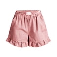 thumbnail image 4 of Oiangi Womens Striped Beach Shorts Elastic Waist Ruffled Boxers Loose Comfy Summer Shorts with Pockets Red M, 4 of 7