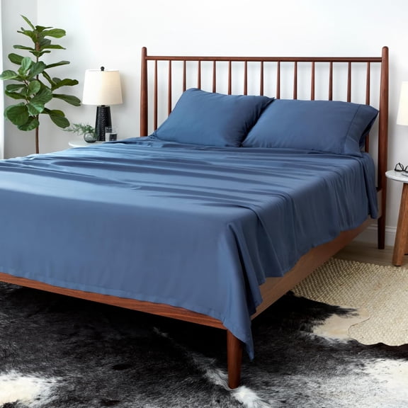 SHEEX Arctic Aire MAX Sheet Set, Ultrasoft Cooling Sheets with 1 Flat Sheet, 1 Fitted Sheet, and 2 Pillow Cases, King, Denim