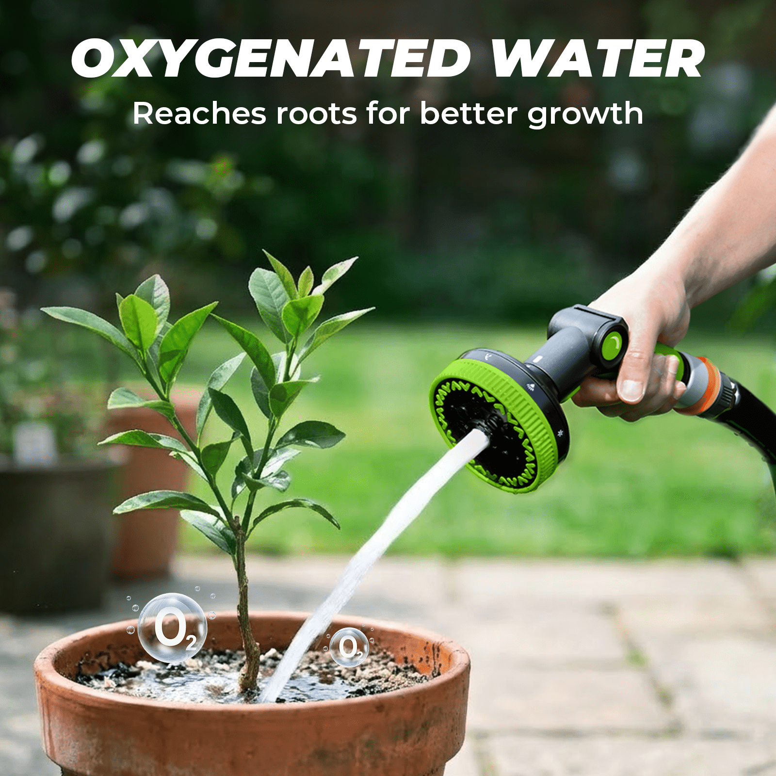 RainPoint Garden Hose Nozzle Thumb Control, Detachable High Pressure 3-Spray Patterns Nozzle and Extra Large 8-Spray Patterns Nozzle for Watering and Cleaning