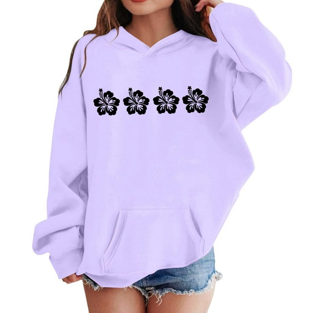 Liyamei Chandails à Capuchon et Chandails pour Filles pour l'Hiver, Tenue Décontractée, Col Rond, Chandail à Enfiler à Imprimé de Lettres pour Enfants de 2 à 13 Ans, Activités Extérieures et Confort Quotidien, 7-8 Ans