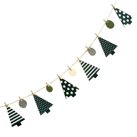 HEMOTON Pine Tree banner for Decoration Use Assorted Color Felt Material with Wooden Clips 6.5 Inches