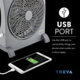 thumbnail image 6 of Treva 10 inch Rechargeable Portable Fan Smart Power Air Circulator. Plug-In AC Adapter and Battery Powered, USB Charging Port, For Camping Travel and Indoors Use, 6 of 9