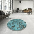 thumbnail image 4 of Ahgly Company Machine Washable Indoor Square Transitional Bright Turquoise Blue Area Rugs, 3' Square, 4 of 7