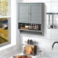 thumbnail image 2 of ZYPPP Medicine Cabinet with 2 Louvered Doors, 3-Position Adjustable Shelf, Towel Bar, Wall Mounted Bathroom Cabinet Above Toilet, Over The Toilet Space Saver (Grey), 2 of 10