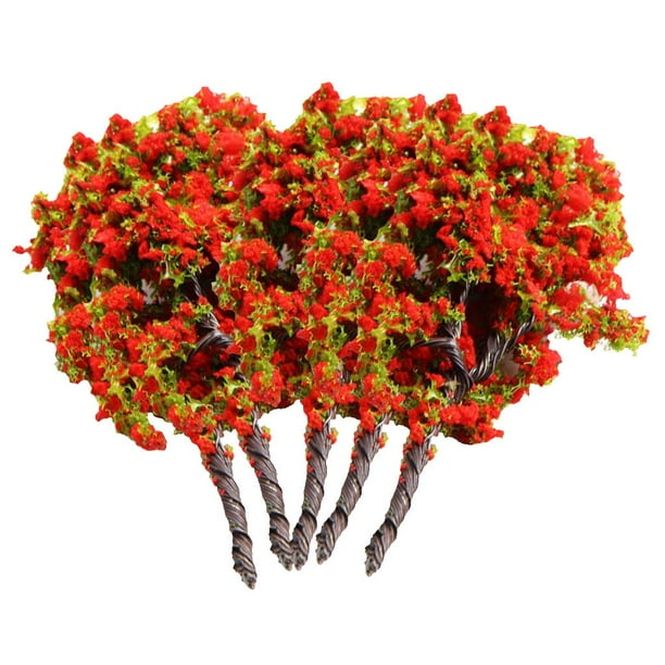 5 Unid Modelo Plástico Árboles Frutales Tren Ferrocarril Paisaje Planta DIY (7 cm alto) Altura 70mm