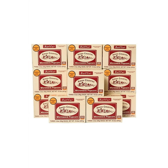 Amish Country Popcorn | 36 Bags of Microwave Ladyfinger Butter Popcorn | Old Fashioned, Non-GMO and Gluten Free (36 Bags)