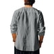 thumbnail image 3 of Blusas y camisas de manga larga con cuello redondo para hombre, informales, de color liso, con hombros descubiertos, rectas, con lazo en el pecho, bordadas, de licra., 3 of 8