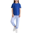 thumbnail image 2 of 1-12Y Kids Solid Color Crew Neck Short Sleeve Top & Elastic Waist Mosquito Repellent Pants Set Black 7-8 Years, 2 of 3