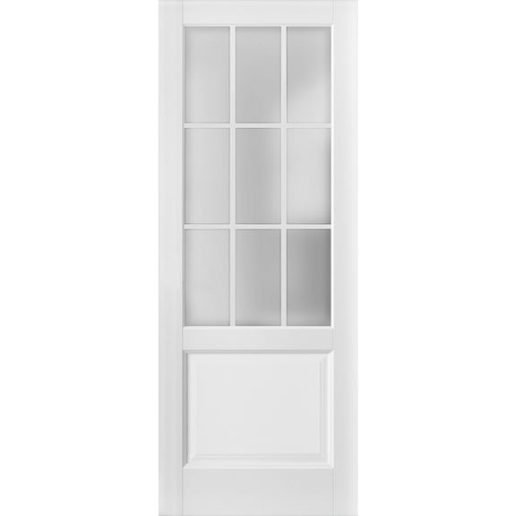 Slab Barn Door Panel Frosted Glass 9 Lites 36 x 80 inches
