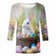 thumbnail image 5 of 3/4 Manga Casual Tops para las Mujeres Pascua Impresa Blusa, Cuello de la Tripulación Suelto Suéter para el Uso Diario de Primavera, 5 of 5