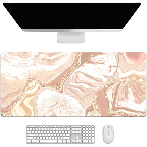 Modern Glitter Gold Desk Mat, Desk Accessory, Cute Workspace, Trendy Workspace, Trendy, 35.4x15.7in Large Gaming Mouse Pad, Cute Desk Topper, Pretty Desk Pad