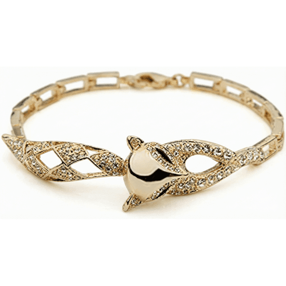 KATGI Fashion 18K Gold Plated Lovely Fox Austrian Crystal Bangle Bracelet