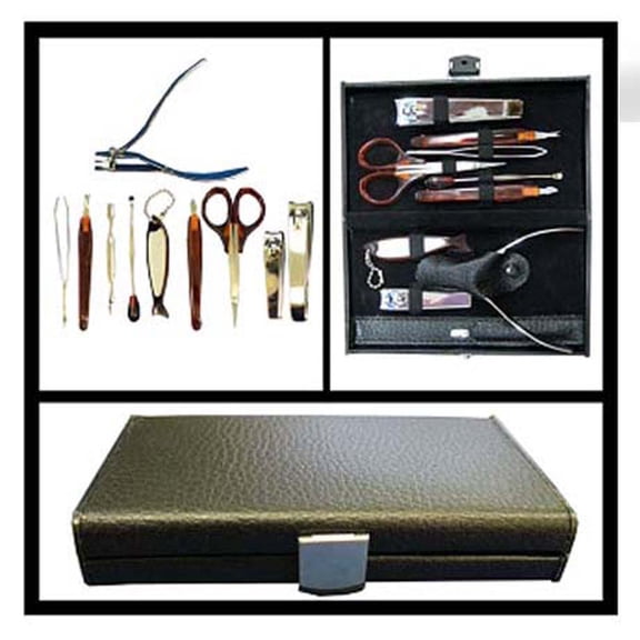 TooLUSA 10-Piece Manicure Set | Nail Grooming Kit with Clippers & Scissors in Travel Case | 6"x 4.5"x 1" | Perfect Gift & Travel Companion
