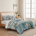 thumbnail image 5 of Twin XL Quilt Set 68''x98'', Coastal Crab Lightweight Summer Bedspread Coverlet Set with 2 Pillow Shams, Vintage Summer Beach Coral Ocean Breathable All Season Quilt Bedding for Dorm/Guest Room, 5 of 9