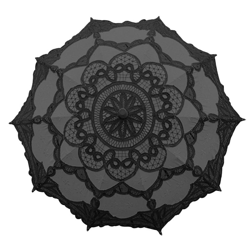 Handmade Lace Umbrella Victoria Style Parasol Umbrella with Long Handle Photography Prop for