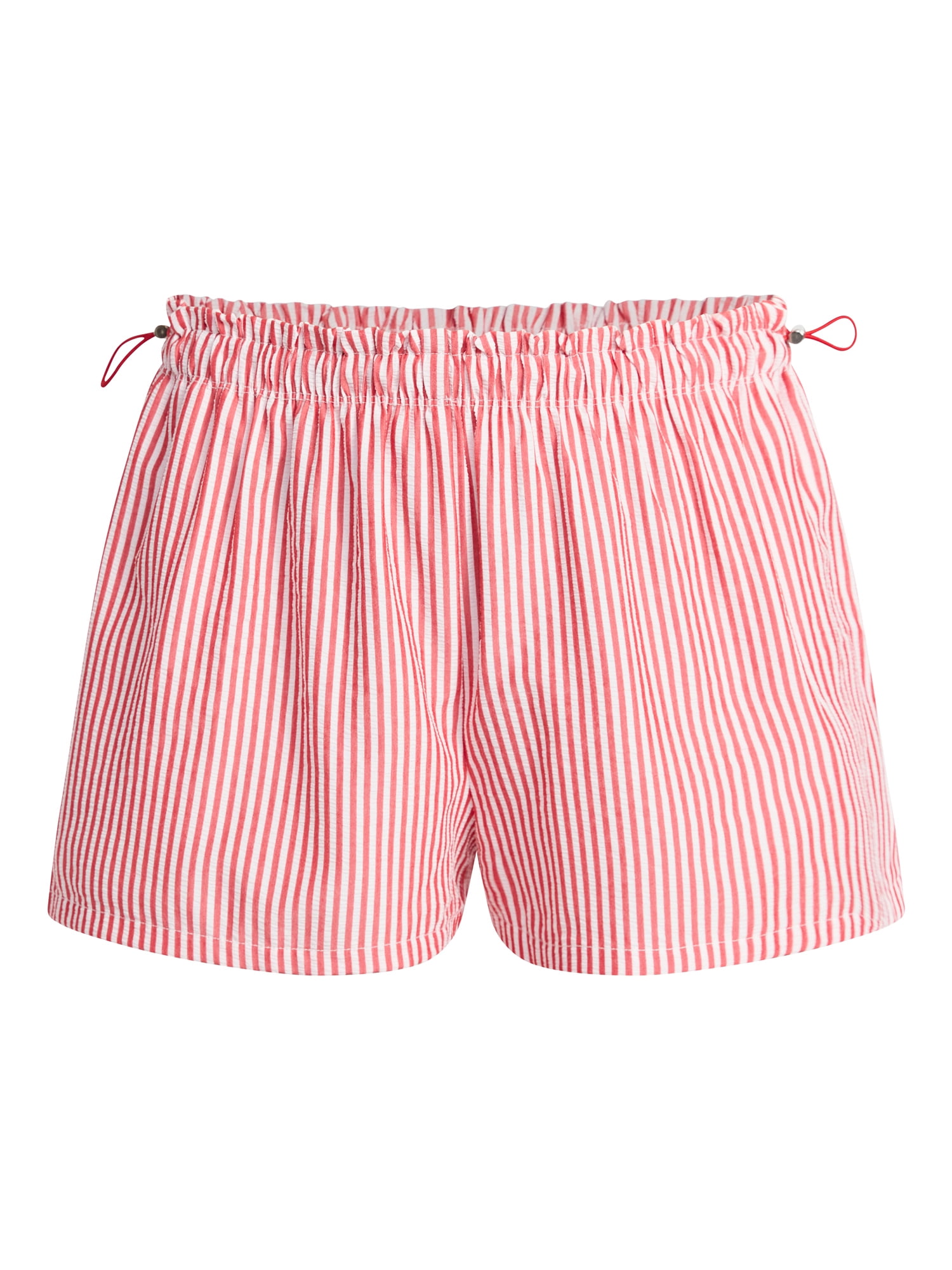 No Boundaries Striped Seersucker Bungee Shorts, 2" Inseam, Women's XXS-XXL