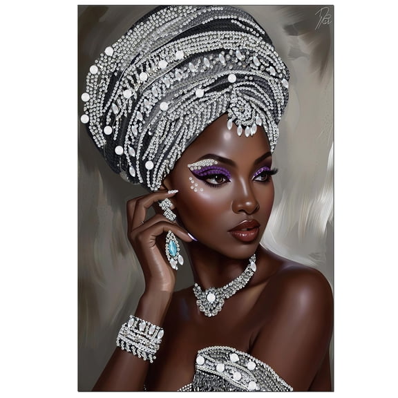 African Woman Diamond Art Kits for Adults,5D Partial DIY Diamond Painting kit for Beginners,Special Shaped Diamond Art,Sparkling gem Art,Diamond Mosaic kits,Diamond Dots, Home Decor,11.81x15.7inch