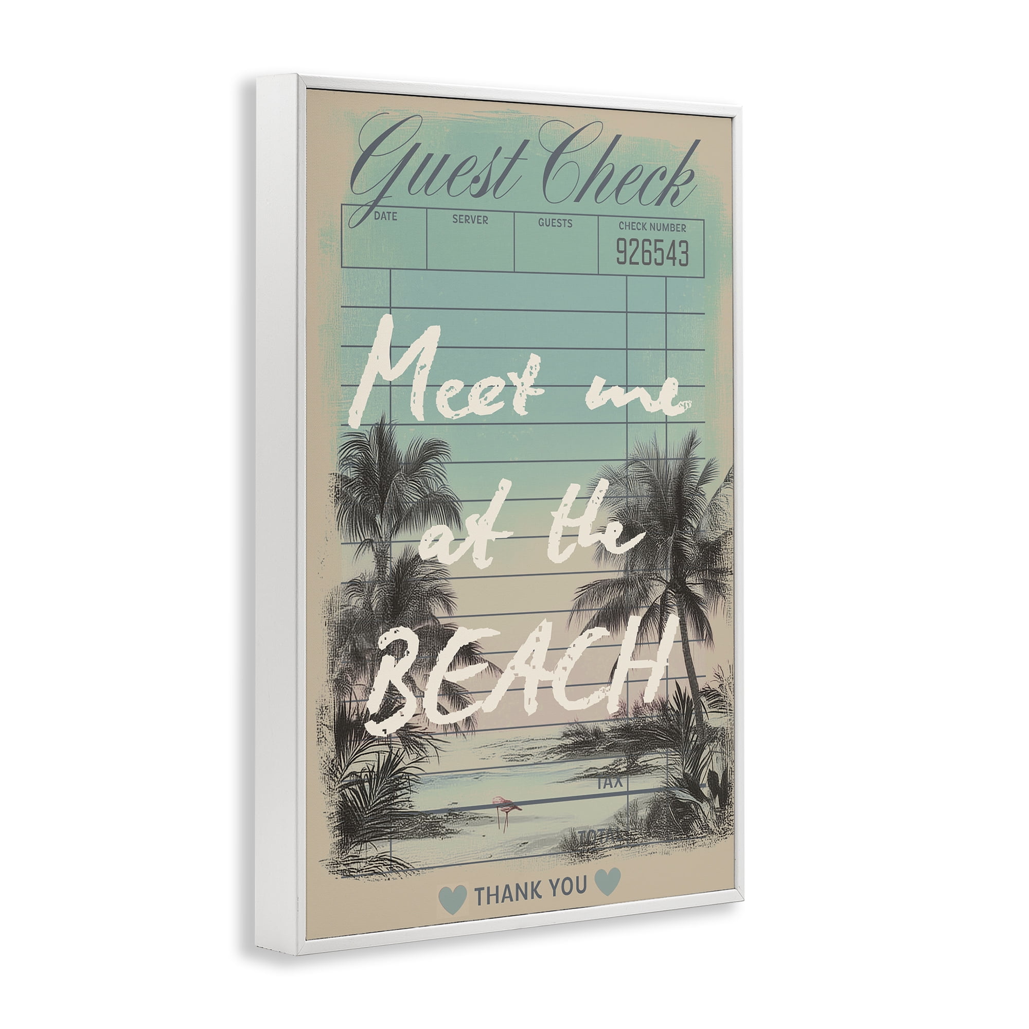 Stupell Industries Meet Me At Beach Check White Framed Giclee Art, design by Annabelle Hall
