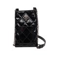 thumbnail image 3 of Caixia Skull Purse with Metal Chain Strap, Patent Shine Finish, Phone Sized Interior, Front Pocket, for Women, for Halloween Party, Black, 3 of 6