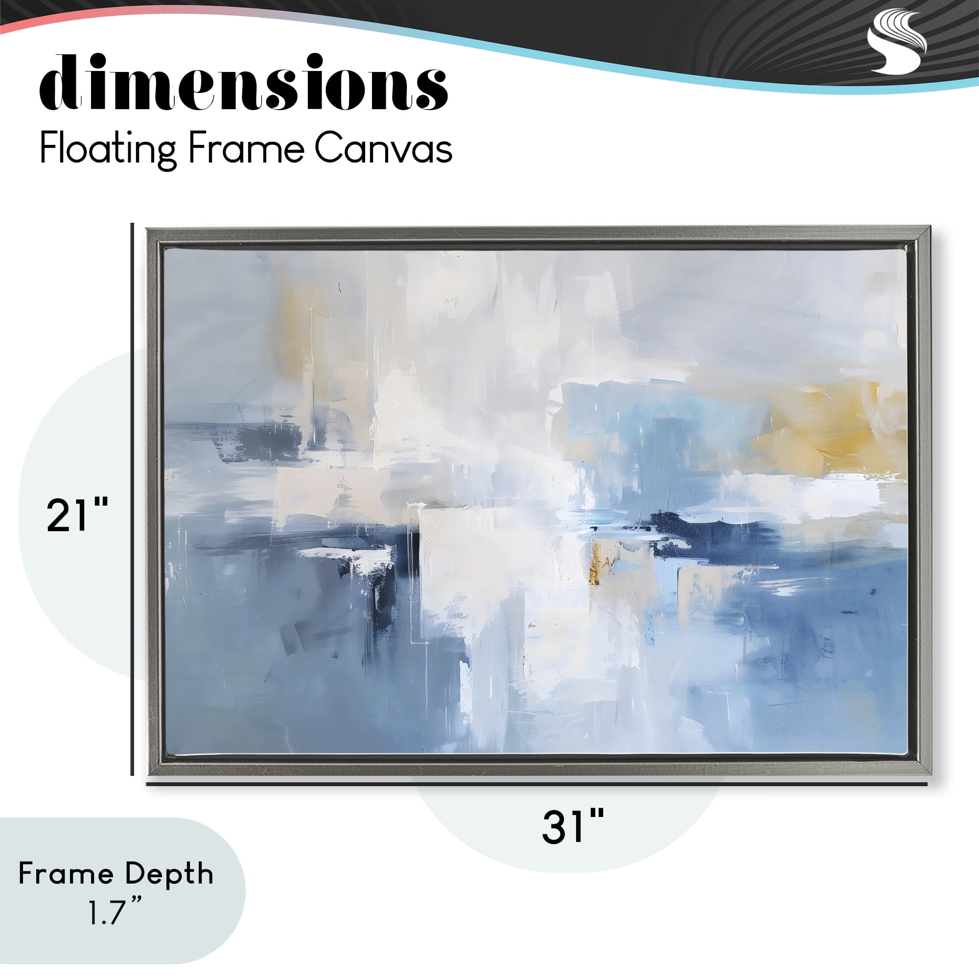 Stupell Industries Blue Sea Mist Horizon Gray Framed Floater Canvas Wall Art, design by Creative Studio