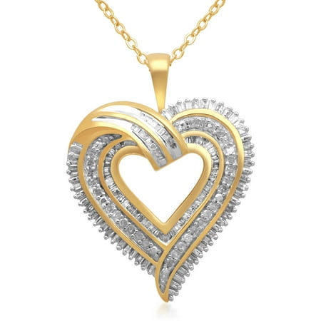 3/4 Carat T.W. Diamond Gold over Brass Heart Pendant