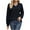 Navy, variant on WREESH Womens Fashion Dressy Tops Solid Color Jacquards Winter V-Neck Length Long Sleeve Casual Shirt Blouse Pullover Black