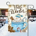 thumbnail image 4 of Hello Winter Garden Flag Double Sided 12.5x18 Flag Winter Garden Flag Christmas Snowman Garden Flag Cozy Snowman In Hot Cocoa Design With "Hello Winter" Message Seasonal Yard Decor Lawn Banner, 4 of 6