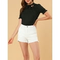 thumbnail image 5 of Unique Bargains Women's Bow Tie Neck Office Elegant Short Sleeve Blouse Top XS Black, 5 of 7