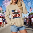 thumbnail image 6 of Leey-World 250 Years America Anniversary USA 250th Birthday Apparel T-Shirt Patriotic Tops for Women(Beige,2XL), 6 of 9