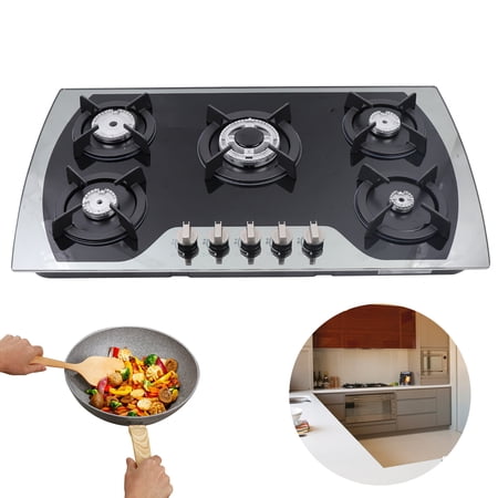 36 inch Gas Cooktop Built-in 5 Burners Stainless Steel Gas Stove NG/LPG Gas Hob~