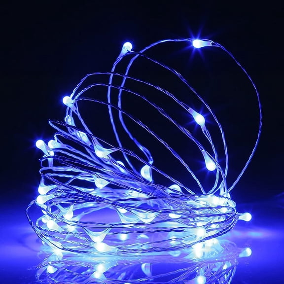 HomeDDecor Copper Wire String Lights, Fairy Light USB Plug in 33ft 100 Led Christmas String Light for Indoor Xmas Tree Wedding Party Patio Decor(Blue)