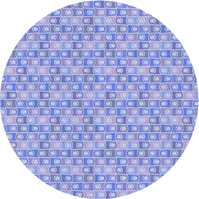 Ahgly Company Machine Washable Indoor Round Transitional Light Slate Blue Area Rugs, 4' Round