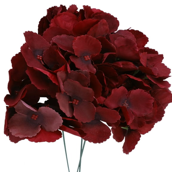 REGALWOVEN 6 Pcs Fake Hydrangea Flowers Bouquets Artificial Silk Flowers with Stems Home Party Wedding Decoration Burgundy 11.8 in