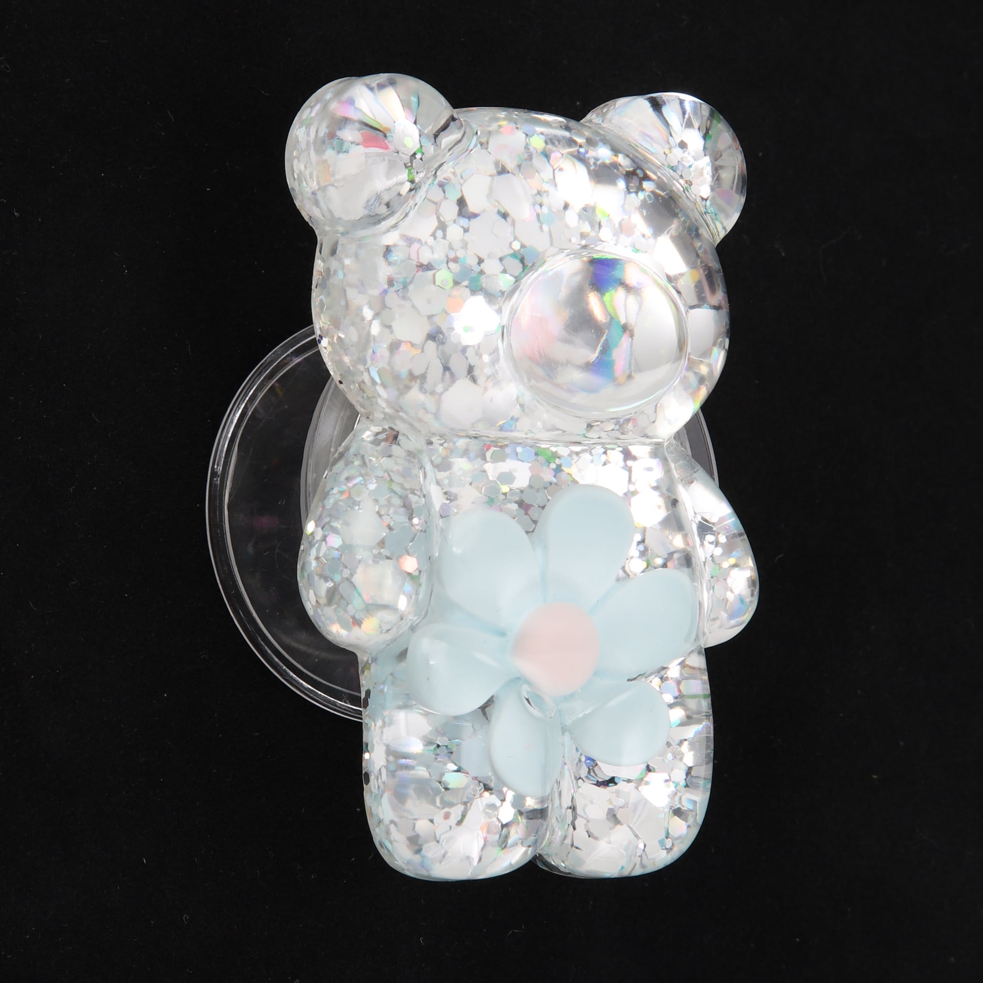 Unique Bargains Bear High-Shine Hexapetalous Flower Phone Grip Blue