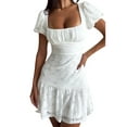 thumbnail image 2 of Gupgi Robe en Dentelle pour Femmes à Volants Ligne A Robes Mini Fluides Tenue de Boîte de Nuit, 2 of 7