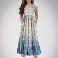 thumbnail image 2 of Yanlir Robe Décontractée d'Été pour Filles, Manches Courtes, Col Rond, Imprimé Mode, Robe Trapèze avec Poches pour Confort Quotidien 6-13 Ans (Bleu Ciel#5, 10-11 Ans), 2 of 7