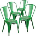 thumbnail image 1 of Commercial Grade 4 Pack Distressed Green Metal Indoor-Outdoor Stackable Chair, 1 of 9