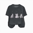 thumbnail image 4 of Towmus Halloween Pumpkin Print Tops Cute Cat Lovers T-shirts Short Sleeve Casual Graphic Tees for Daily Outfits Cotton Shirts, 4 of 4