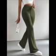 thumbnail image 4 of Pantalones Anchos de Pierna para Mujer, de Cintura Alta, para Estar en Casa, con Cintura Elástica, para Otoño e Invierno, Informales, de Punto Verde XL, 4 of 10