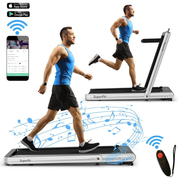 Costway 4.75HP 2 In 1 Folding Treadmill W/Remote APP Control Silver