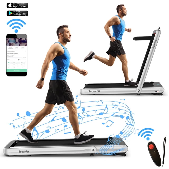 Costway Cinta de correr plegable 2 en 1 de 4,75 HP con control remoto por aplicación, color plateado