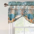 thumbnail image 5 of Marine Life Tie Up Valances Curtain, Adjustable Kitchen Vintage Shell Starfish Coral Eucalyptus Leaves Blue Wood Grain Valances for Windows Rod Pocket Short Curtains for Bedroom/Bathroom 42"x12", 5 of 9