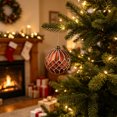 thumbnail image 5 of STPToys Christmas Decoration 8CM Electroplated Plastic Hanging Ball Ornament Copper Red With Glitter Powder Lattice Grid Pattern For Xmas Window Decor, 5 of 6