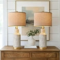 thumbnail image 3 of 25" Table Lamps Set of 2 - Bedside Lamps - Modern Lamps for Living Room - White Washed Ceramic Bedroom Lamps Set of 2 - Nightstand Lamps, 3 of 9