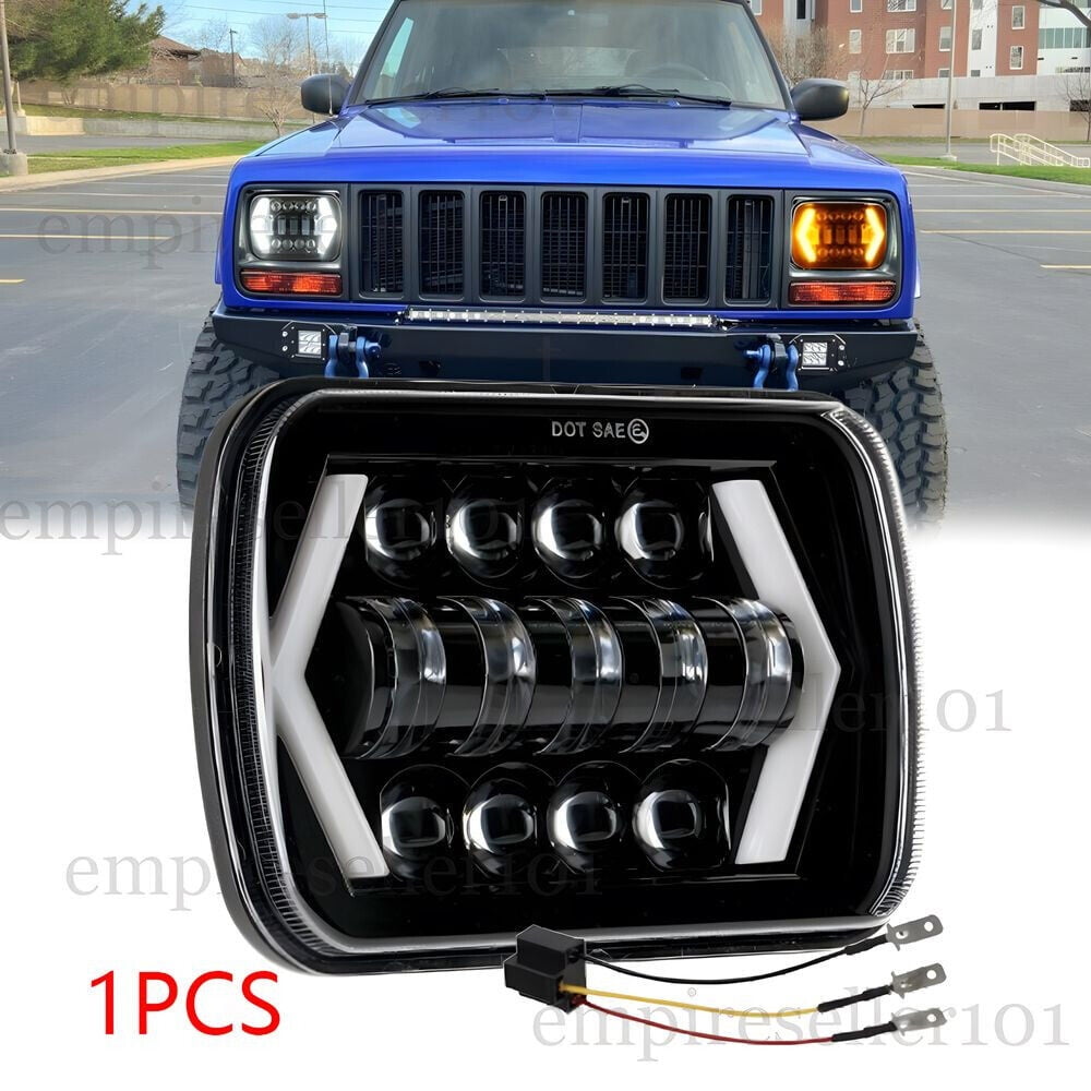 5x7" 7x6" LED Headlight Hi/Lo Sealed Beam DRL For Jeep Wrangler YJ