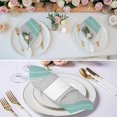 thumbnail image 3 of Turquoise Grey Stripe Cloth Napkins, Modern Art Horizontal Striped Washable and Reusable Dinner Napkins Set of 8, Table Napkin for Kitchen Party Birthday Wedding Hotel Housewarming 20"x20", 3 of 9