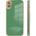 thumbnail image 4 of Compatible with iPhone Xs Max Case Love Heart Plating Electroplate Luxury Elegant Case Camera Protector Soft TPU Shockproof Protective Corner Back Cover iPhone Xs Max Case -Green, 4 of 11