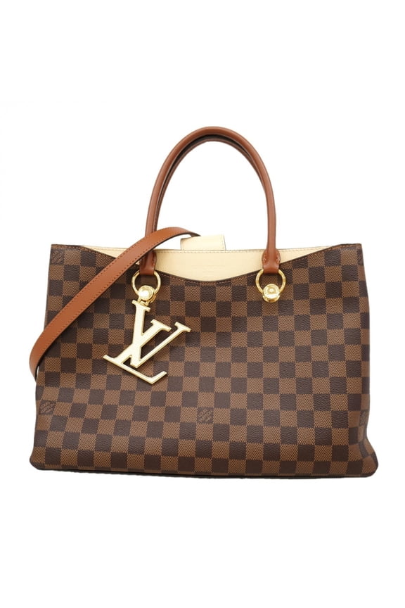 Pre-Owned Louis Vuitton Damier LV Riverside Handbag N40135 Ebene Cream 2-way bag for women...