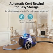 Vacuum Cleaner, 1200W 3.6 QT Bagless Canister Vacuum, Turbo Brush, Double HEPA Filter, Blue
