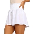 thumbnail image 3 of SLADYGLO Women Buttons Decorative Pleated A-Line Stretch-Tie High-Waisted Shorts, 3 of 4